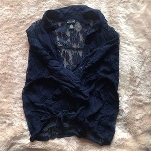 Navy blue mesh back shirt